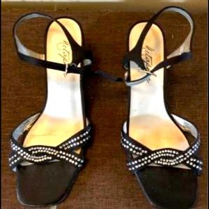 Metaphor black dress shoes with rhinestones size 6